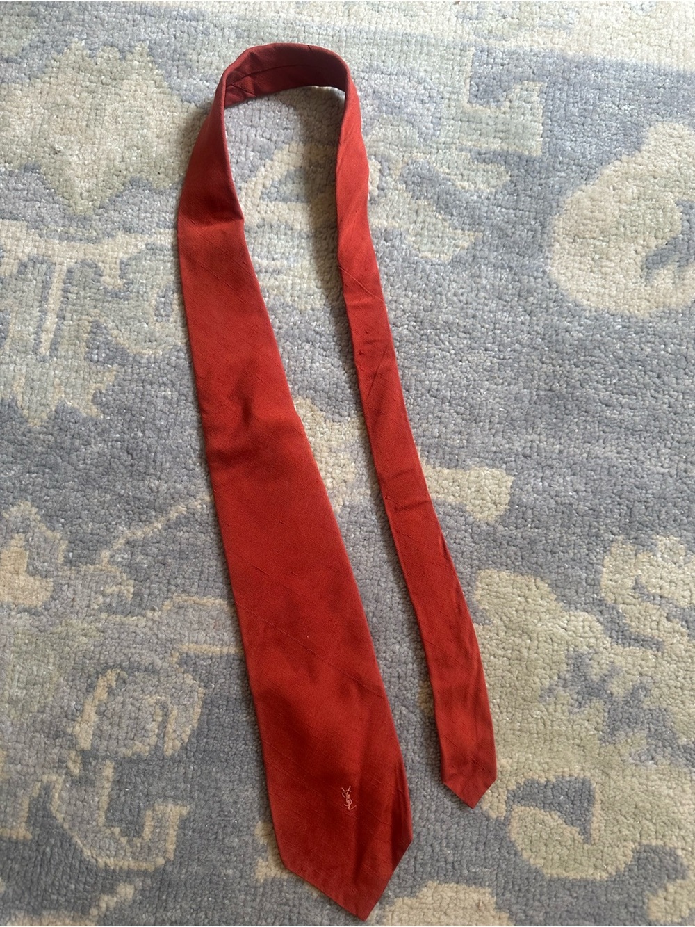 Yves Saint Laurent Solid Orange Silk Tie